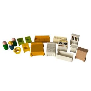 Vintage Fisher Price Little People Schoolhouse Playhouse Furniture Pieces Lot